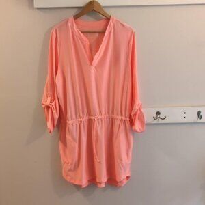 ZX Outdoor Lifestyle XXL Tangerine Womens Drawstring Waist Dress Roll Tab Sleeve